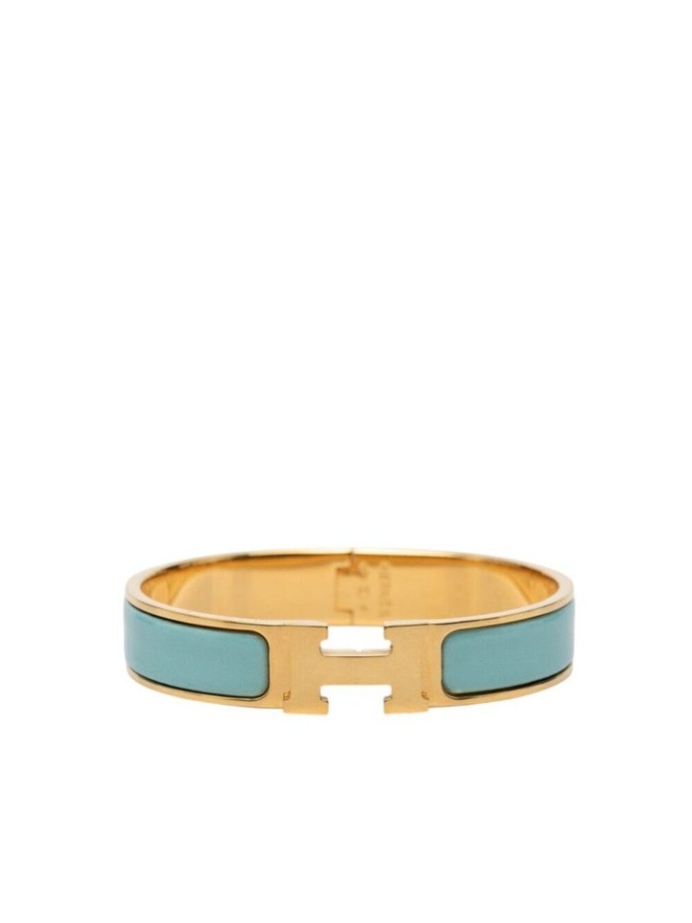 Hermes Click PM Bracelet Bangle Gold Blue Plated